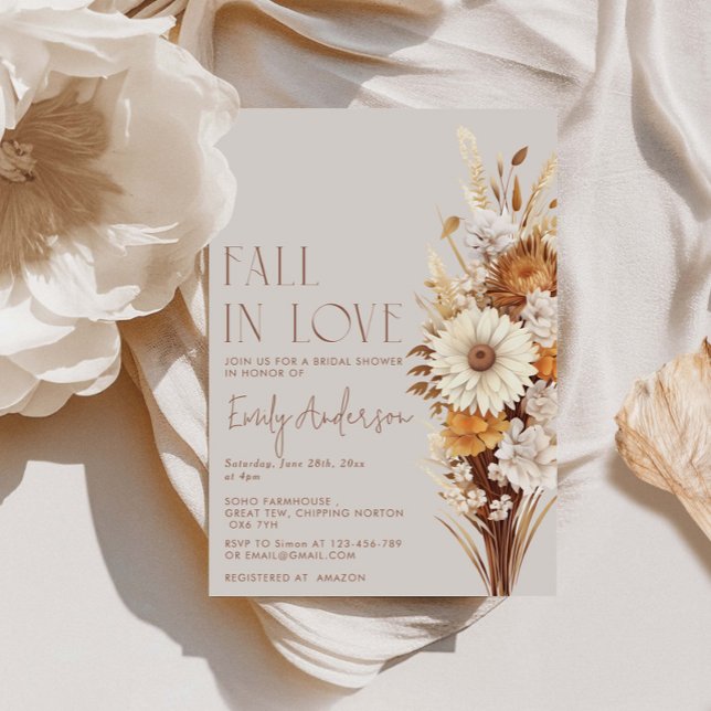 Fall In Love Boho Floral Bridal Shower Invitation (Creator Uploaded)