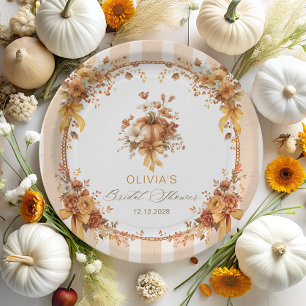 Fall in Love Boho Floral Bridal Shower Paper Plate