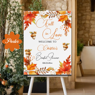 Fall in Love Boho Floral Bridal Shower Welcome Poster