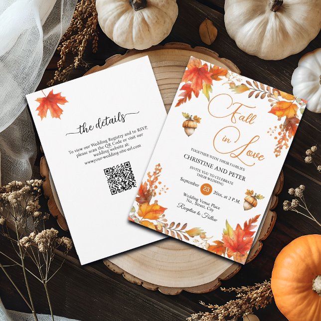 Fall in Love Boho Floral QR Code Wedding Invitation (Creator Uploaded)