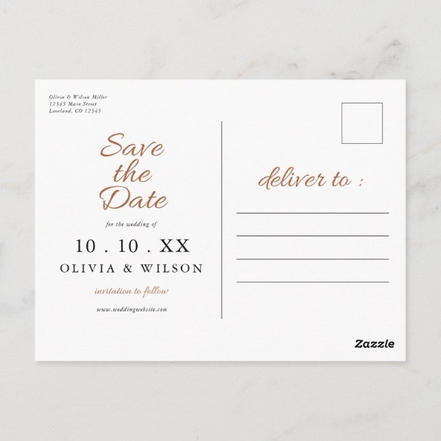 Fall in love | Boho Flowers Photo Save the Date Postcard (Back)