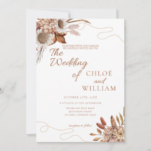 Fall in love   Boho Flowers Wedding  Invitation