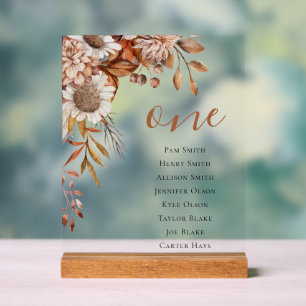 Fall in love   Boho Flowers Wedding Seating Chart
