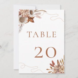 Fall in love Boho Flowers Wedding Table Number