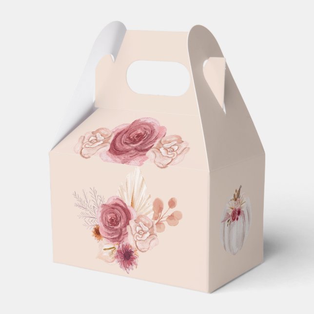 Fall In Love Boho Pink Pumpkin Bridal Shower Favour Box (Back Side)