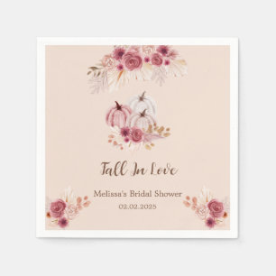 Fall In Love Boho Pink Pumpkin Bridal Shower Napkin