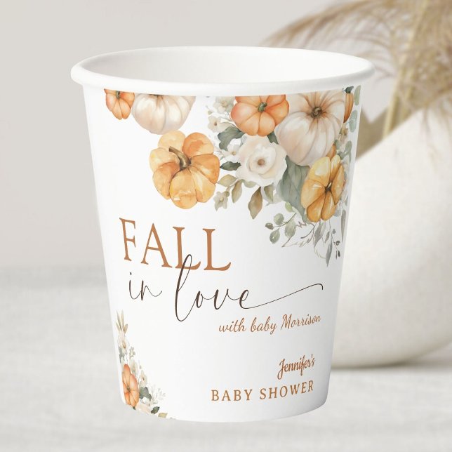 Fall in Love Boho Pumpkin Baby Shower Paper Paper Cups (Creator Uploaded)