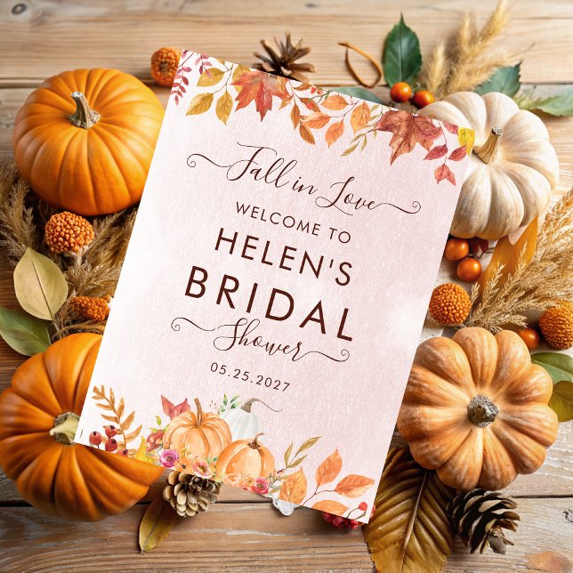 Fall in Love Boho Pumpkin Bridal Shower Welcome Photo Print (Creator Uploaded)