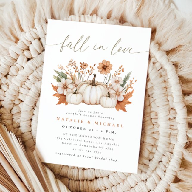 Fall in Love Boho Pumpkin Couple's Shower Invitation (Creator Uploaded)