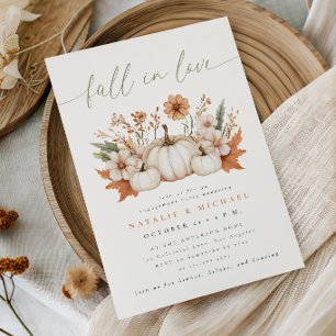 Fall in Love Boho Pumpkin Engagement Party Invitation