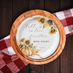 Fall in love boho pumpkin sunflowers tableware paper plate<br><div class="desc">Fall in love boho pumpkin sunflowers bridal shower tableware template personalised paper plates ,  pumpkin sunflowers pampas grass modern watercolor composition for fall themed bridal shower</div>