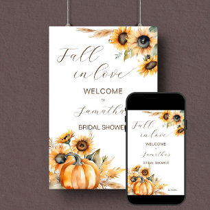 Fall in love boho pumpkin sunflowers welcome sign
