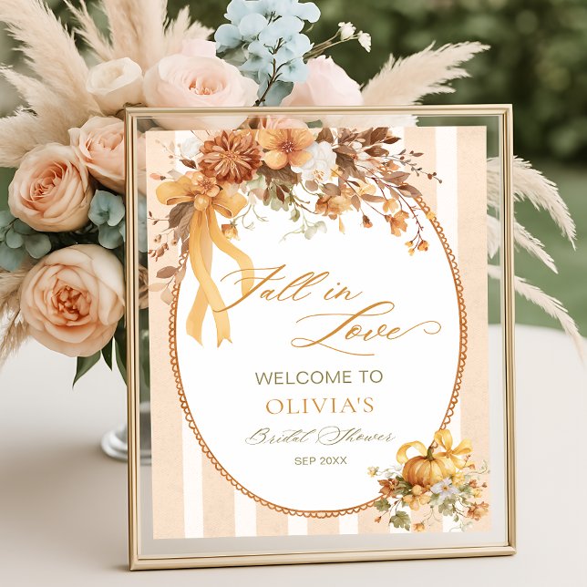 Fall in Love Boho Terracotta Bridal Shower Welcome Poster (Creator Uploaded)