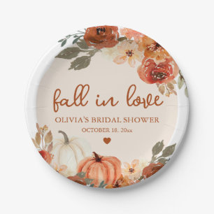 Fall in Love Boho Terracotta Pumpkin Bridal Shower Paper Plate