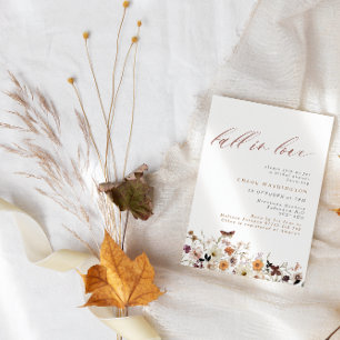 Fall in Love Boho Wildflowers Floral Bridal Shower Invitation