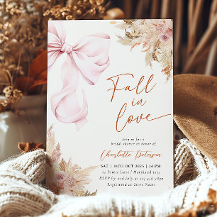 Fall in Love Bow Floral Bridal Shower Invitation