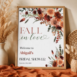Fall in Love Bridal Shower 16x20 Welcome Poster