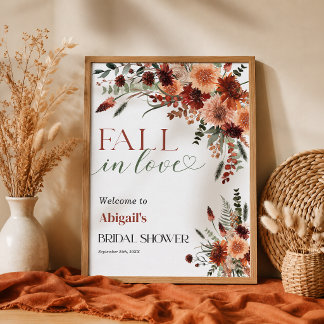 Fall in Love Bridal Shower 18x24 Welcome Poster