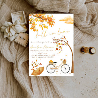 Fall in Love Bridal Shower - Autumn Bride Shower Invitation
