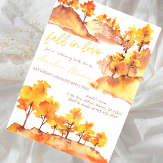 Fall in Love Bridal Shower - Autumn Bride Shower Invitation