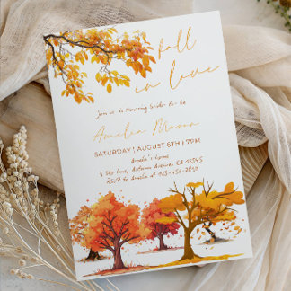 Fall in Love Bridal Shower - Autumn Bride Shower  Invitation