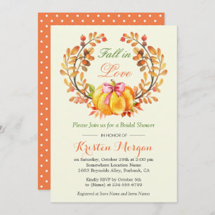 Fall in Love Bridal Shower Autumn Pumpkin Floral Invitation