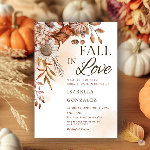 Fall in Love Bridal Shower Boho Rust Sunflower Invitation