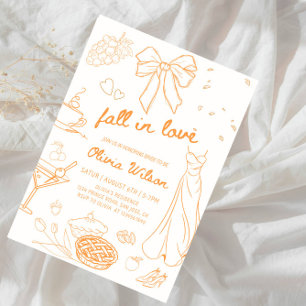 Fall in Love Bridal Shower- Elegant Autumn Leaves Invitation