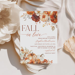 Fall In Love Bridal Shower Fall Flowers Pumpkin Invitation