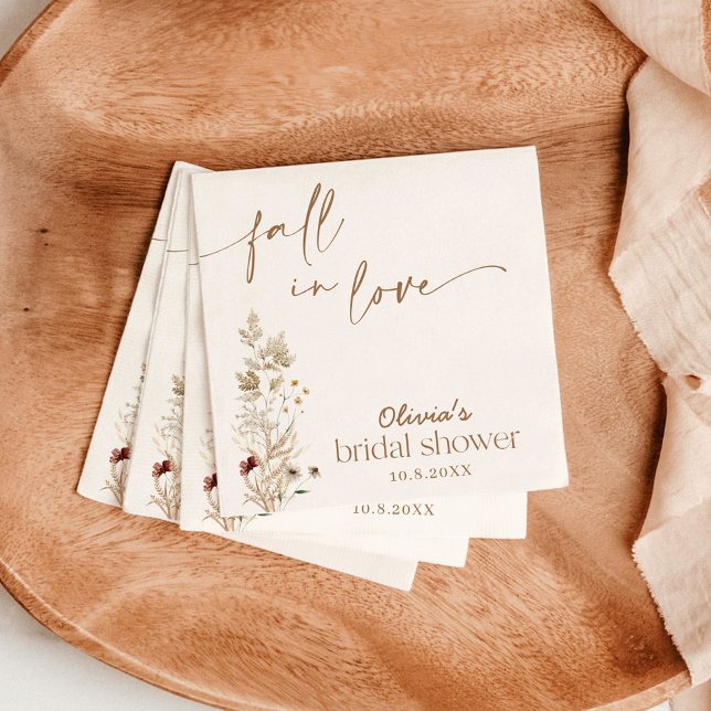 Fall In Love Bridal Shower, Fall Wildflower Bridal Napkin (Creator Uploaded)