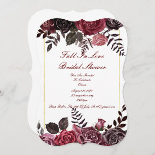 FALL IN LOVE BRIDAL SHOWER FLORAL INVITATION