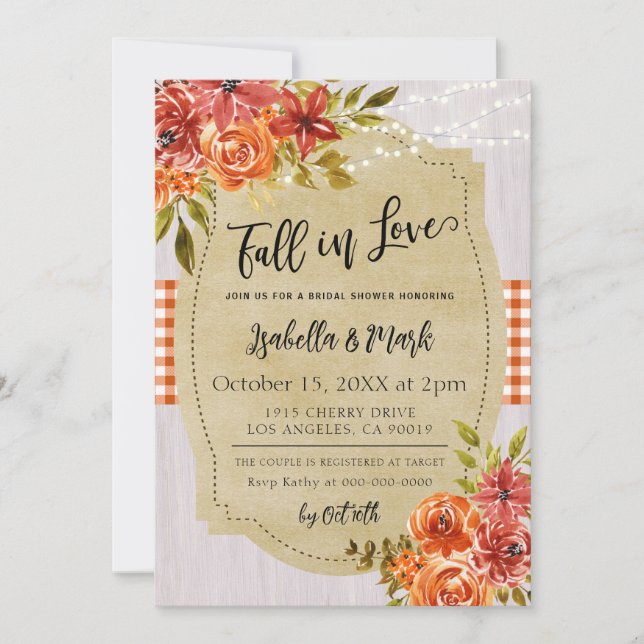 Fall in Love Bridal Shower Invitation (Front)