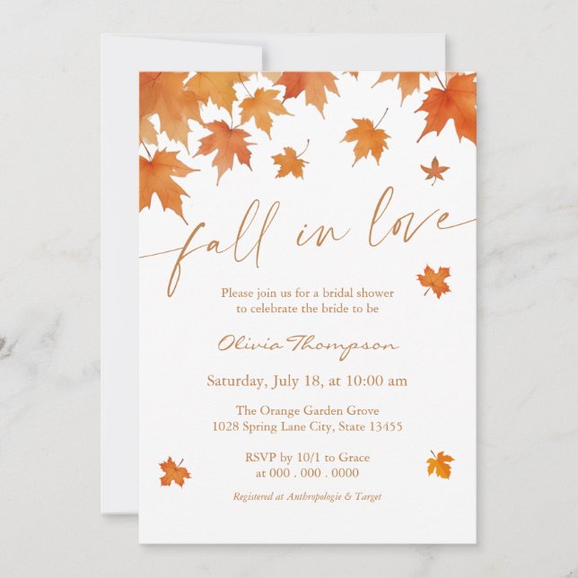 Fall In Love Bridal Shower Invitation (Front)