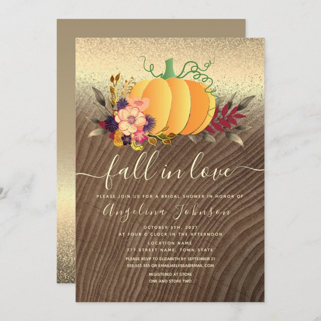 Fall in Love Bridal Shower Invitation (Front/Back)