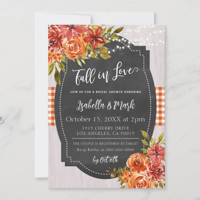 Fall in Love Bridal Shower Invitation (Front)