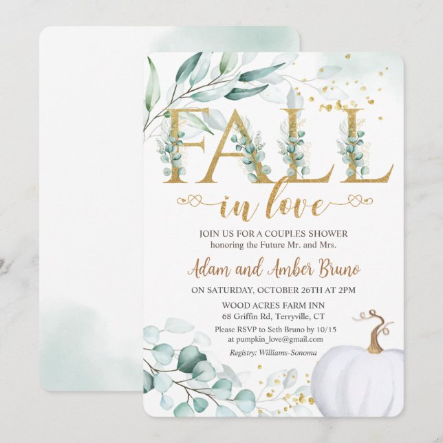 Fall In Love Bridal Shower Invitation (Front/Back)