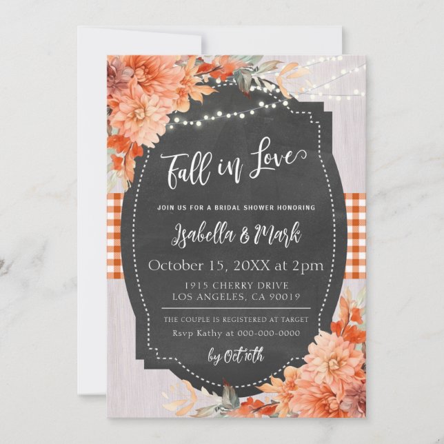 Fall in Love Bridal Shower Invitation (Front)