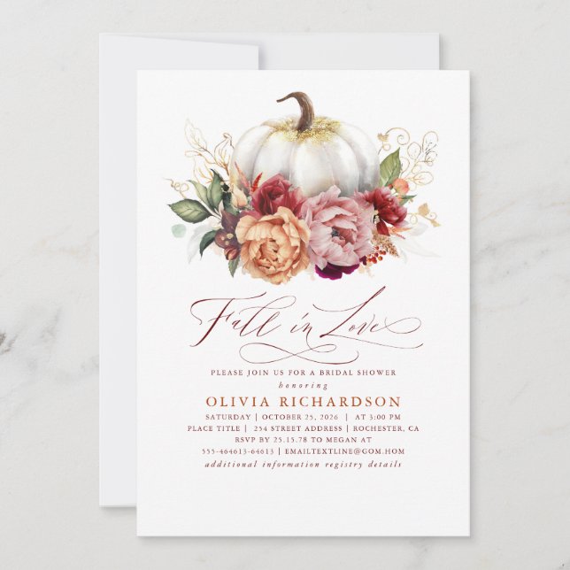 Fall in Love Bridal Shower Invitation (Front)