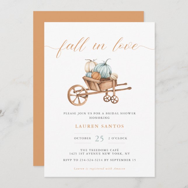 Fall in Love - Bridal Shower | Invitation (Front/Back)