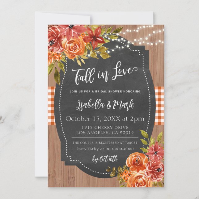 Fall in Love Bridal Shower Invitation (Front)