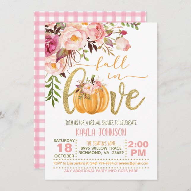 Fall in Love Bridal Shower Invitation (Front/Back)