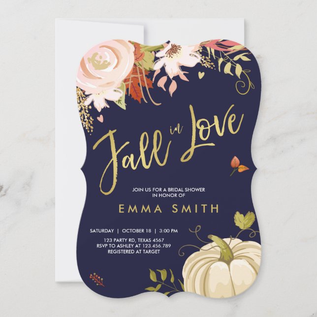 Fall in Love  Bridal shower invitation Baby Autumn (Front)