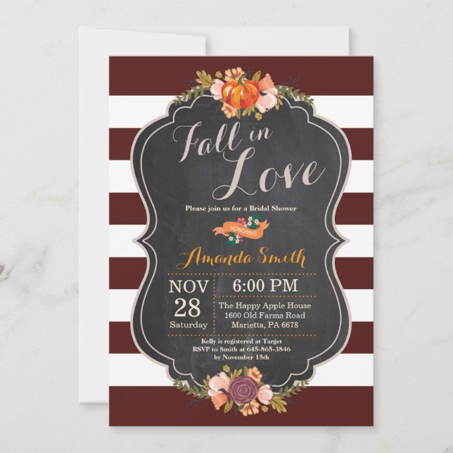 Fall in Love Bridal Shower Invitation Card (Front)