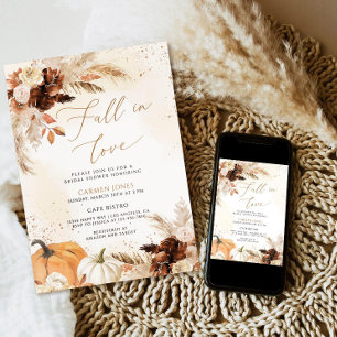 Fall in love Bridal Shower Invitation, Floral Invitation