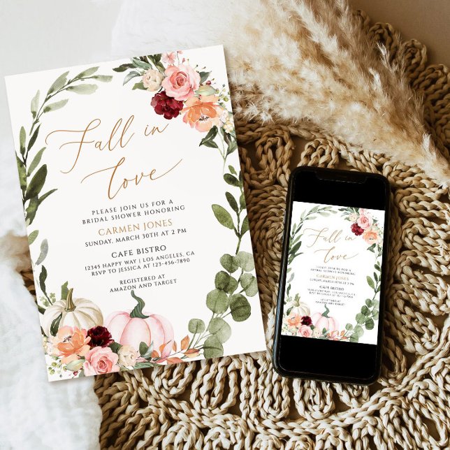 Fall in love Bridal Shower Invitation, Floral Invitation (Creator Uploaded)