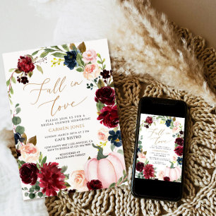 Fall in love Bridal Shower Invitation, Floral Invitation
