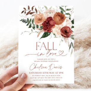 Fall in Love Bridal Shower Invitation, Marsala Flo Invitation