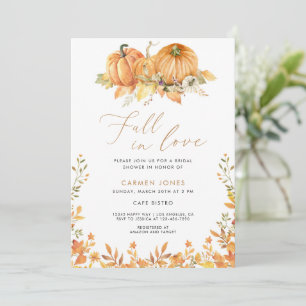 Fall in love Bridal Shower Invitation, Pumpkin Invitation