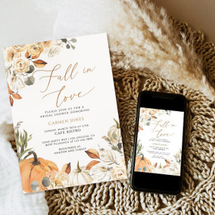 Fall in love Bridal Shower Invitation, Pumpkin Invitation