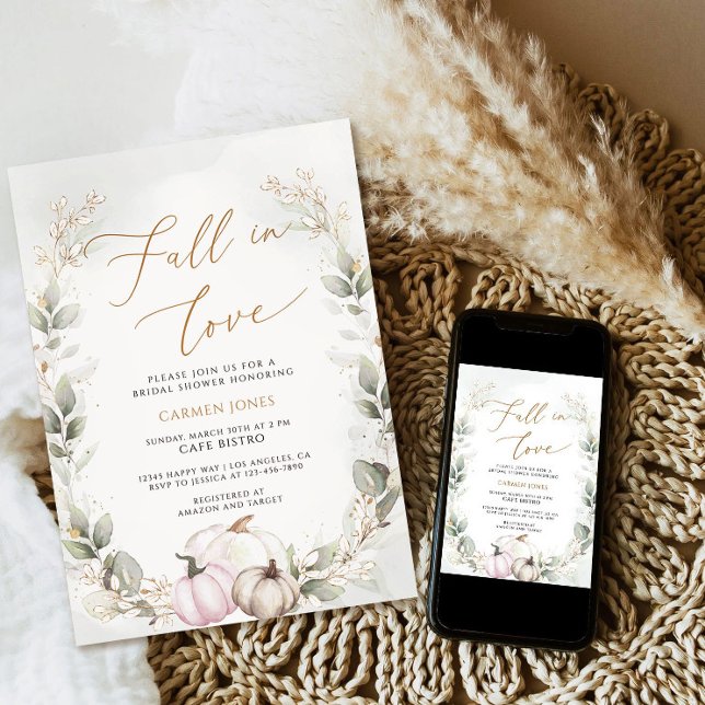 Fall in love Bridal Shower Invitation, Pumpkin Invitation (Creator Uploaded)